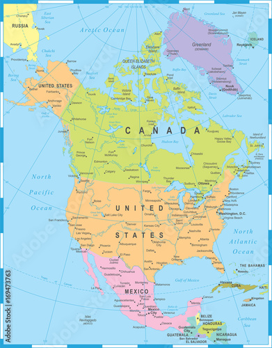 North America Map - Vector Illustration