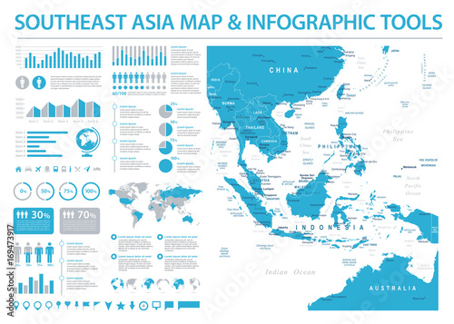 Southeast Asia Map - Info Graphic Vector Illustration