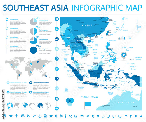 Southeast Asia Map - Info Graphic Vector Illustration