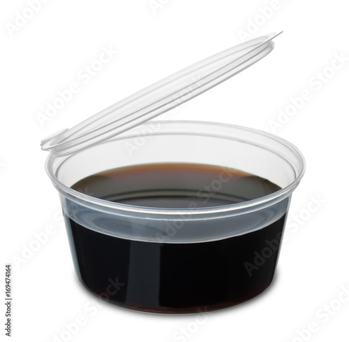 Disposable dipping cup of soy sause