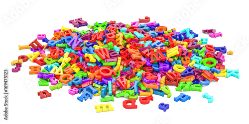 Fotografi Pile of colored letters, 3D rendering