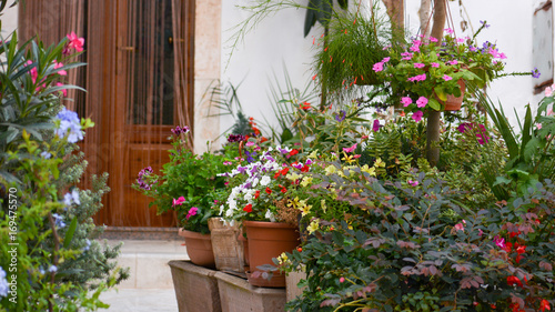 a traditional flowered house