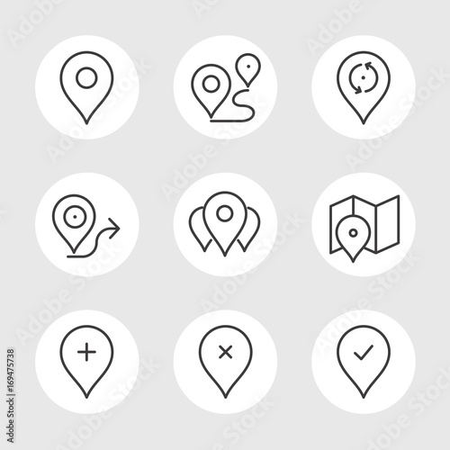 navigation pin line icons