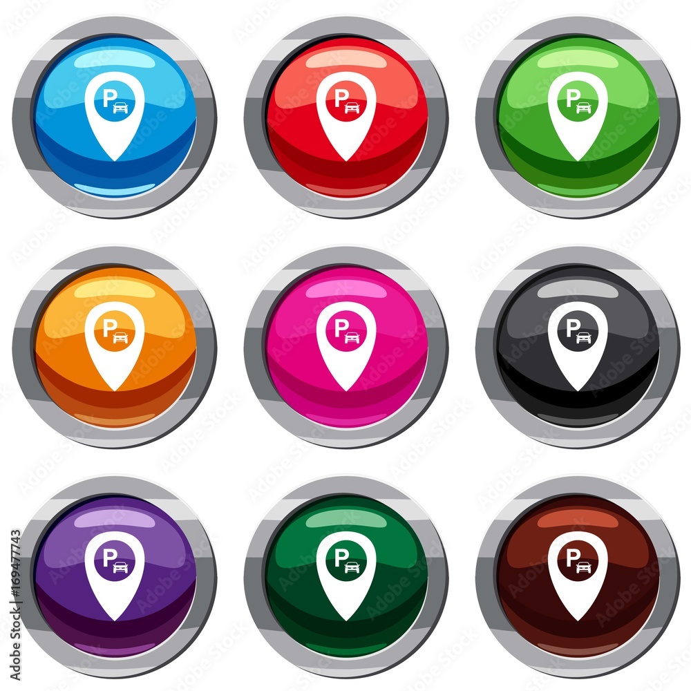 Map pointer with car parking set 9 collection Map pointer with car parking set 9 collection