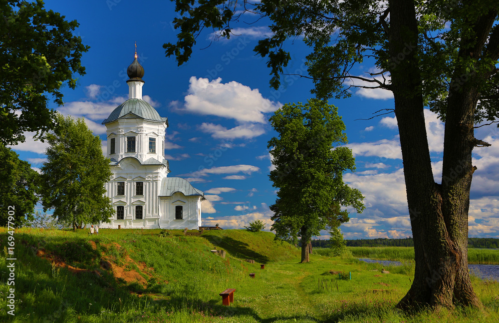 Orthodox church on the bank of the lake