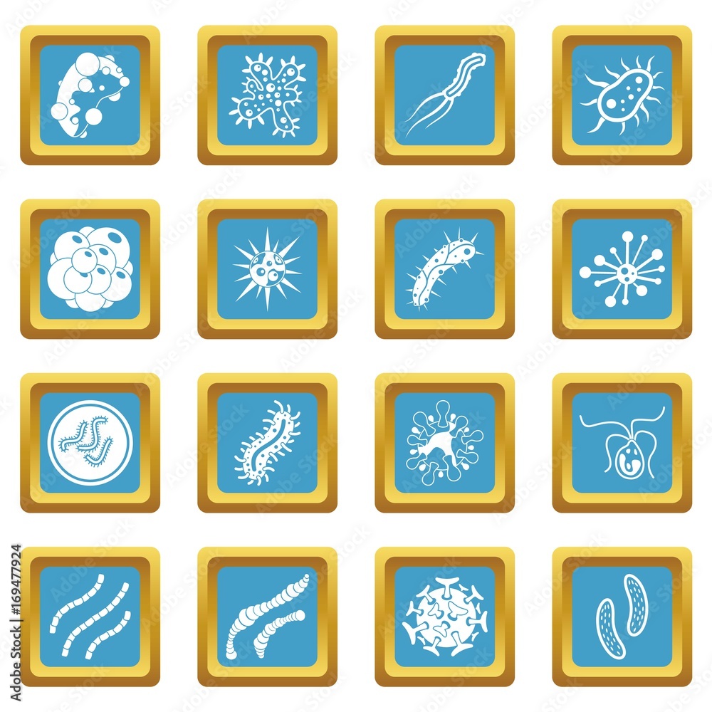 Virus bacteria icons azure