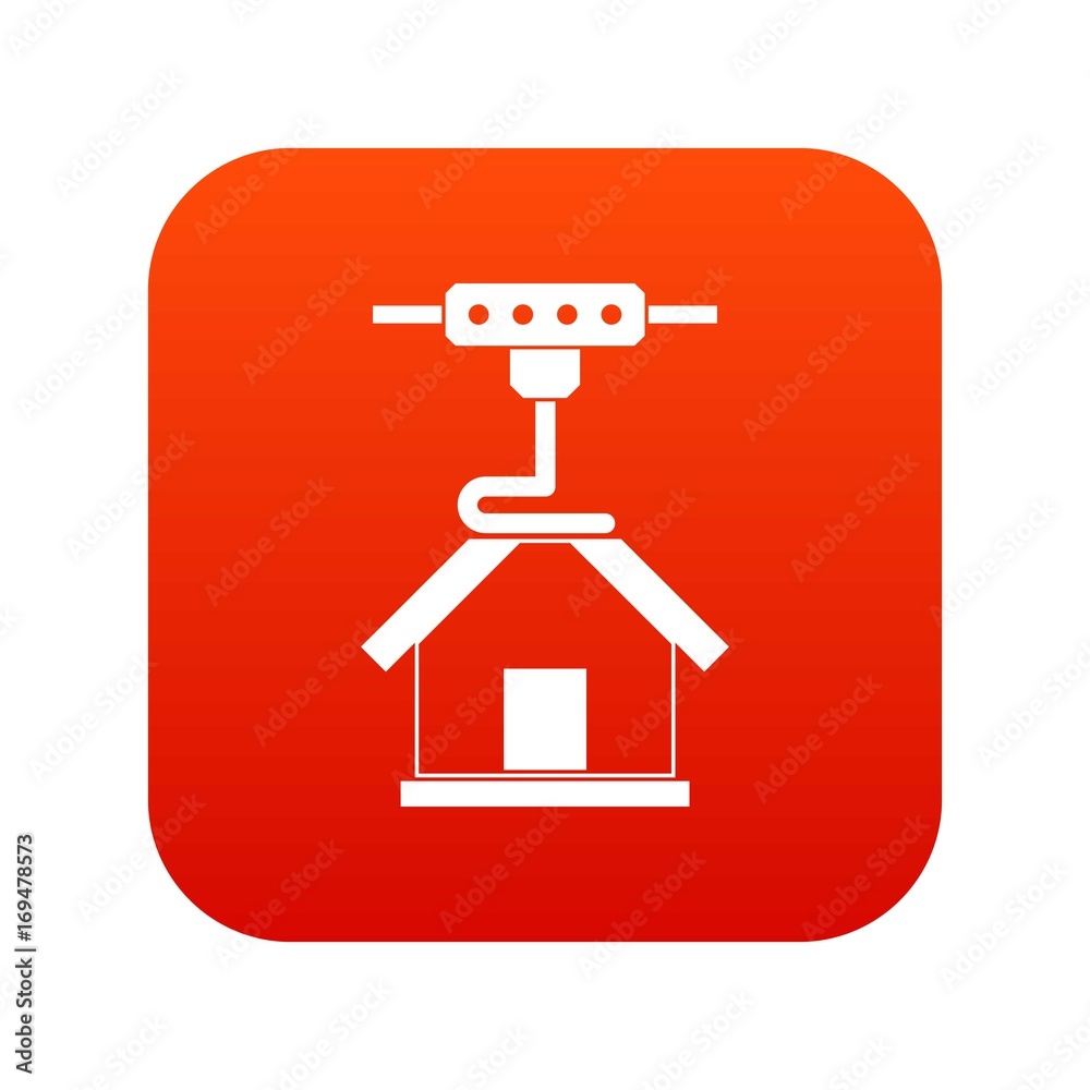 3d printer printing house icon digital red 3d printer printing house icon digital red