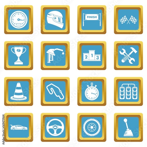 Racing speed icons azure