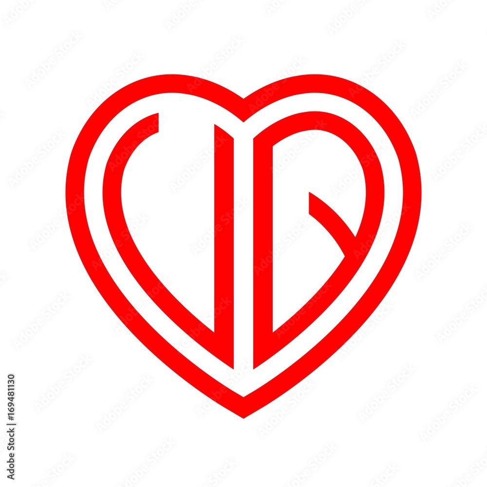 initial letters logo uq red monogram heart love shape initial letters logo uq red monogram heart love shape