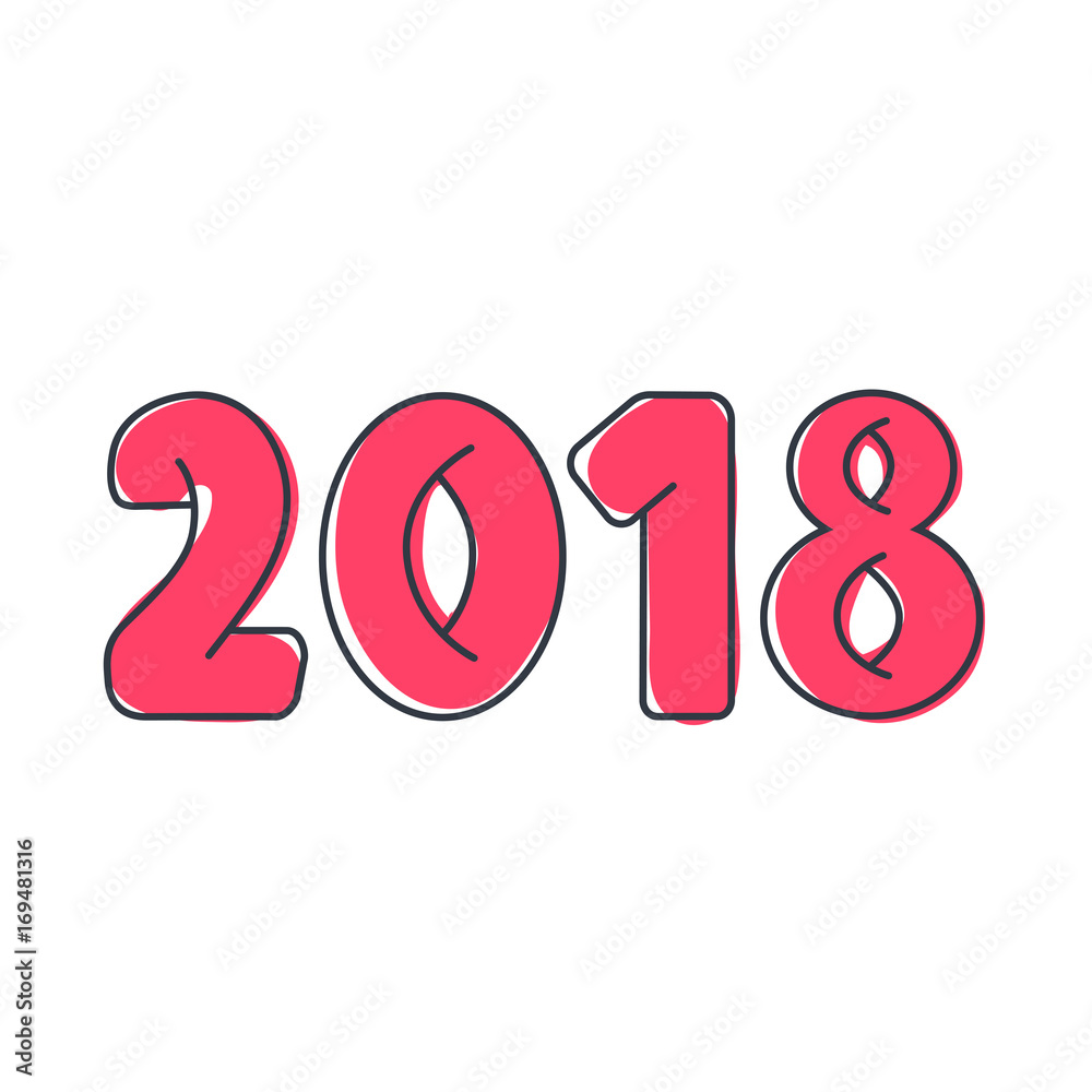 figures for the new year 2018, flat abstract style, inscription on white background figures for the new year 2018, flat abstract style, inscription on white background