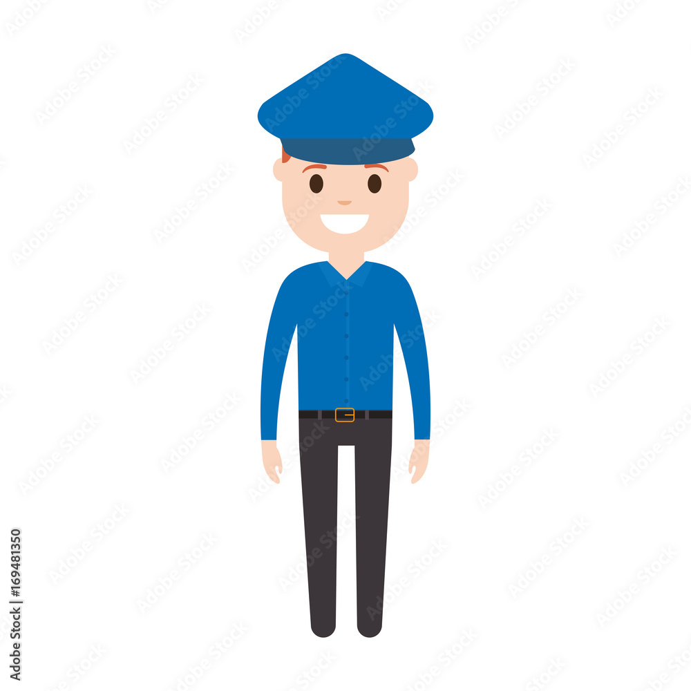 cartoon police man icon over white background vector illustration