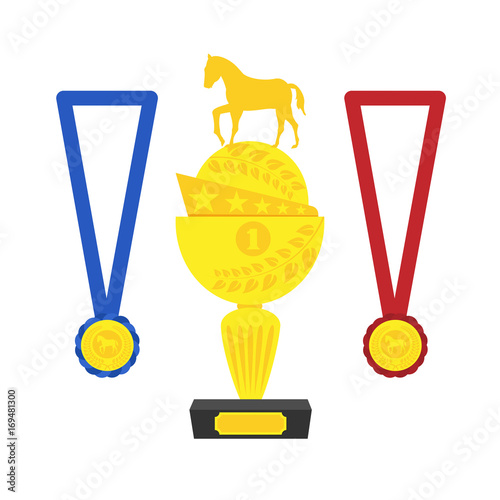 award for the winner of equestrian sport competitions, flat illustration