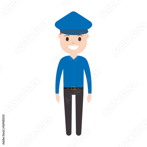 cartoon police man icon over white background vector illustration