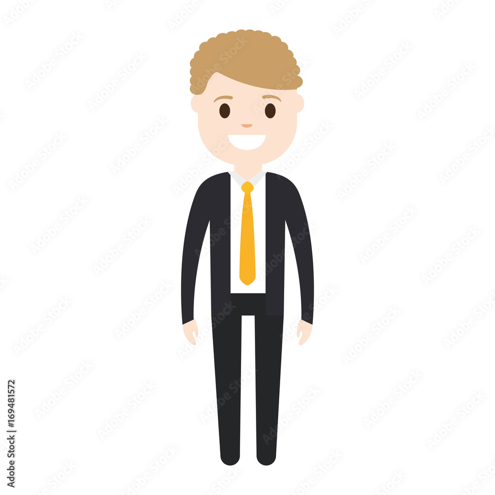 cartoon businessman icon over white background colorful design vector illustration