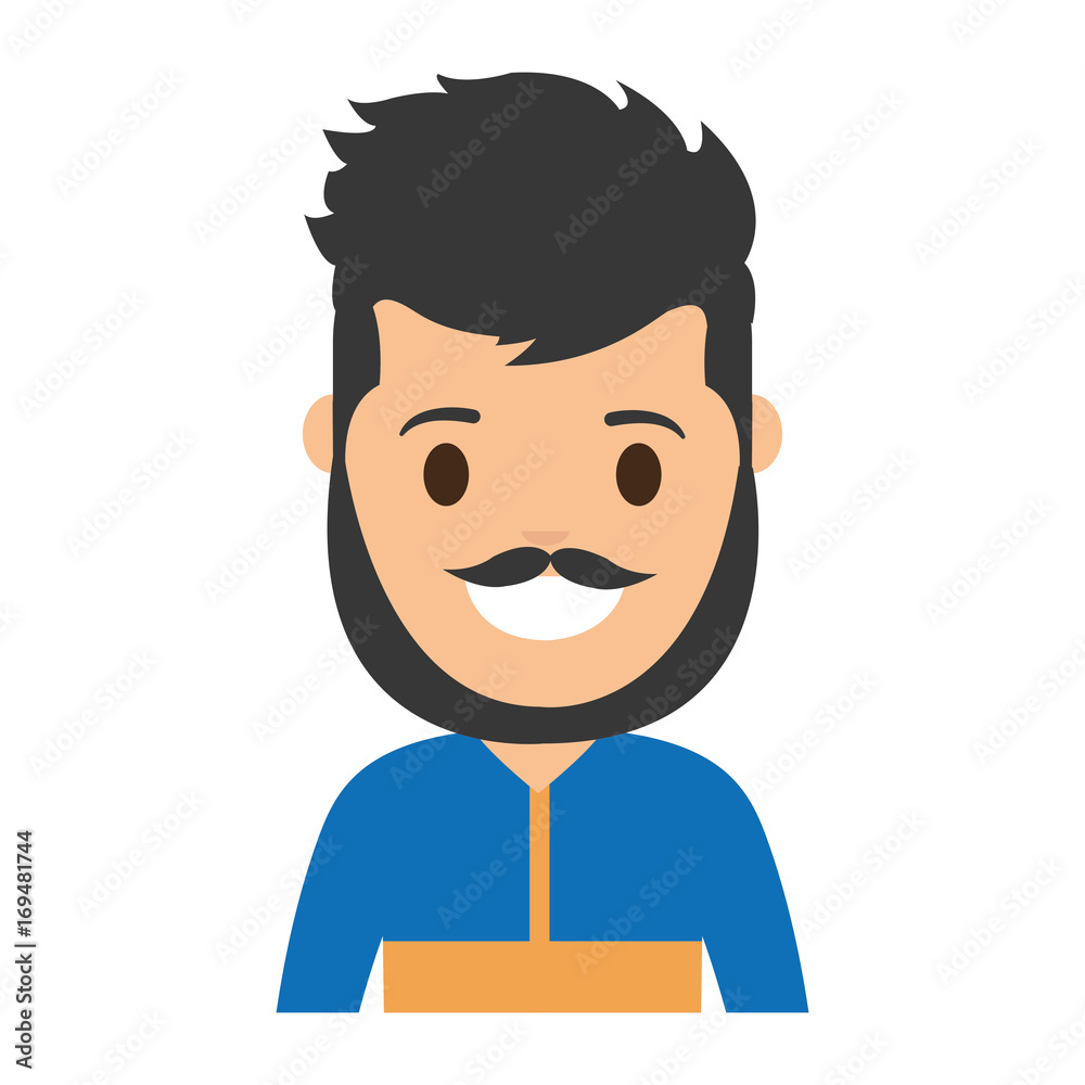 cartoon man smiling icon over white background colorful design vector illustration