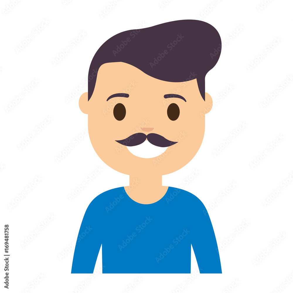 cartoon man smiling icon over white background colorful design vector illustration
