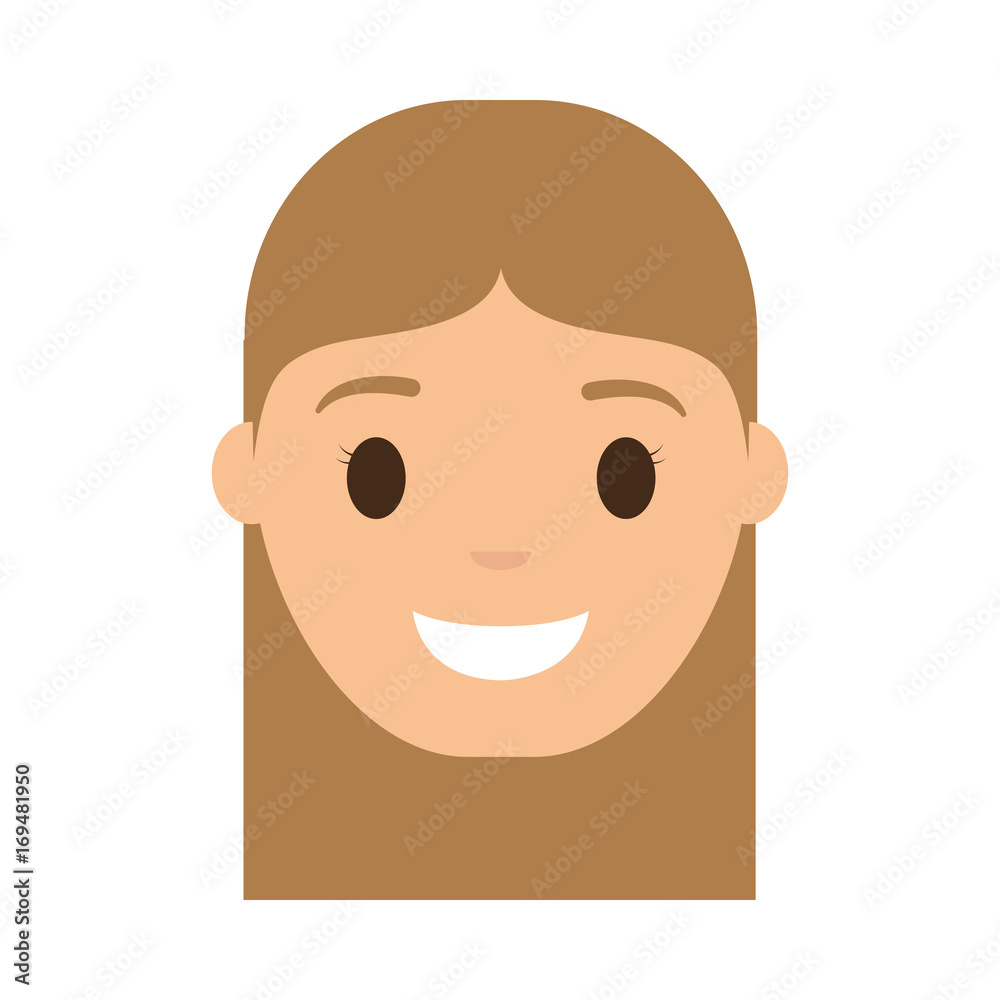 cartoon woman smiling icon over white background colorful design  vector illustration