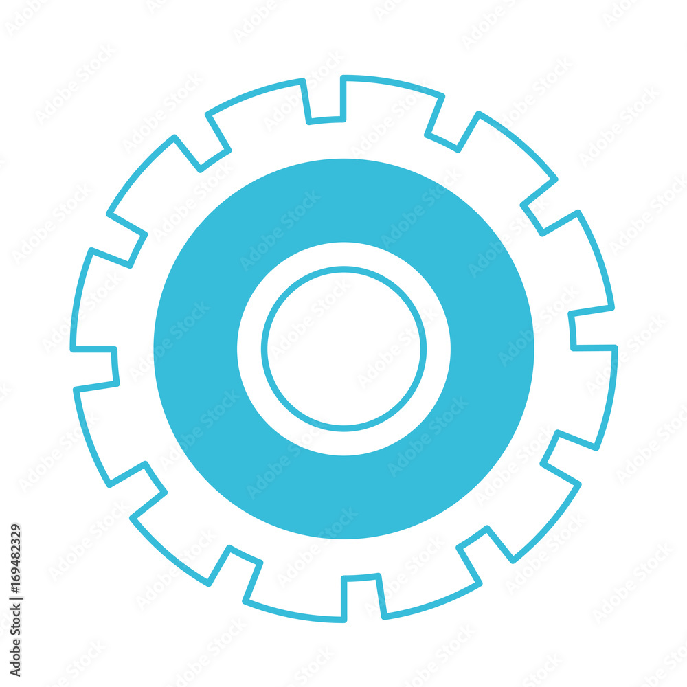 blue color silhouette of pinion with big teeths