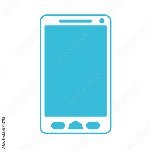 blue color silhouette of smartphone icon