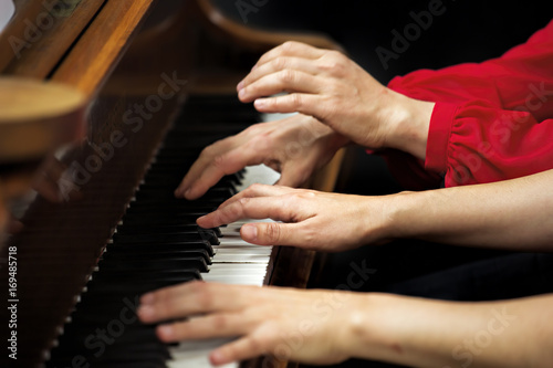 Pianists playing tango on piano for dancers in Powerscourt centre, Argentine Tango at Creative quarter Festival, Dublin, 26 August 2017