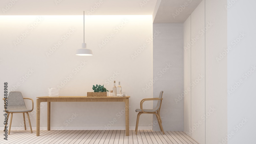 Relax space interior minimal and wall decoration empty in apartment- 3D rendering