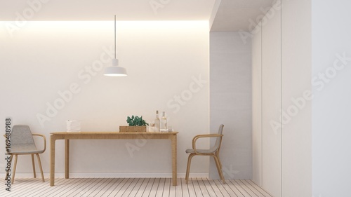 Relax space interior minimal and wall decoration empty in apartment- 3D rendering