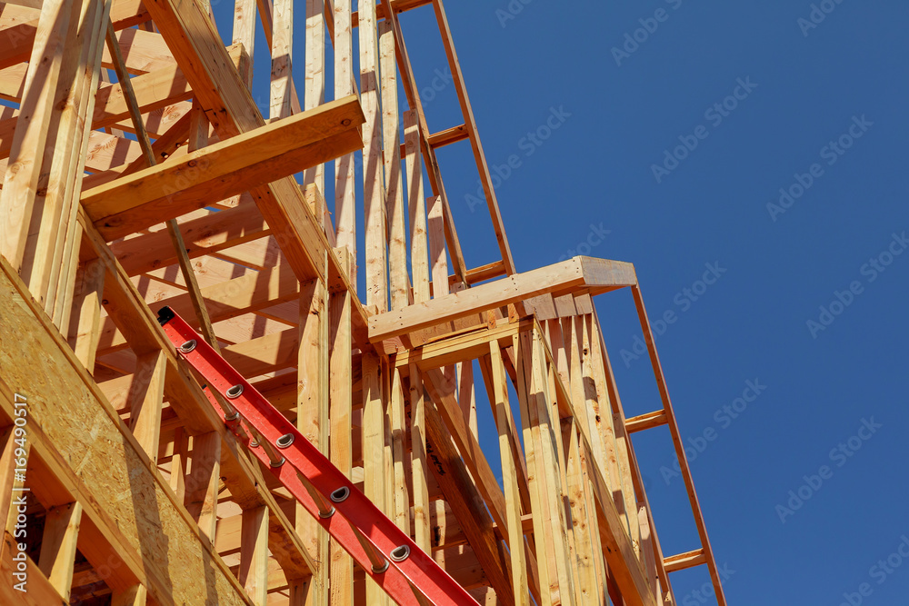 Interior framing new house under construction Interior framing new house under construction