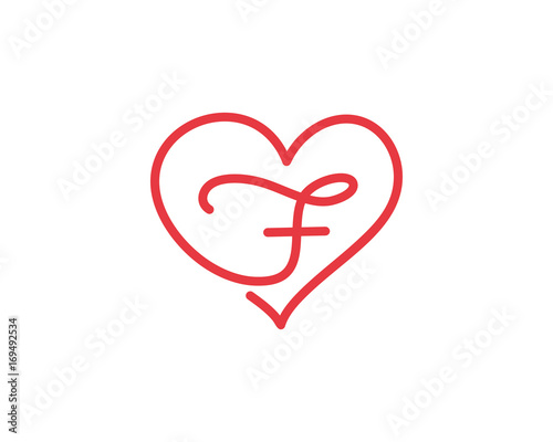 Letter F and heart logo 1