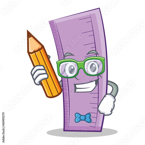 Cuadro en lienzo Student with pencil ruler character cartoon design