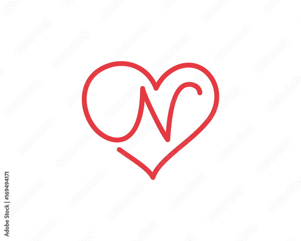 Letter N and heart logo 1 Stock Vector | Adobe Stock
