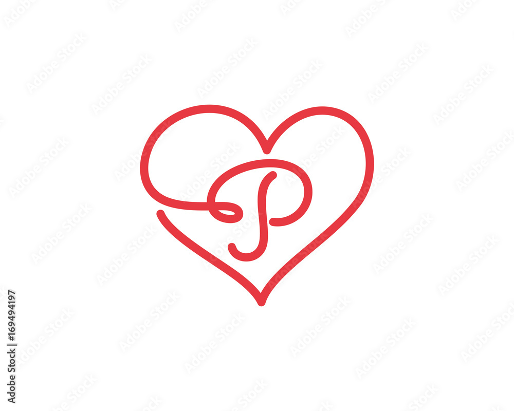 Letter P and heart logo 1