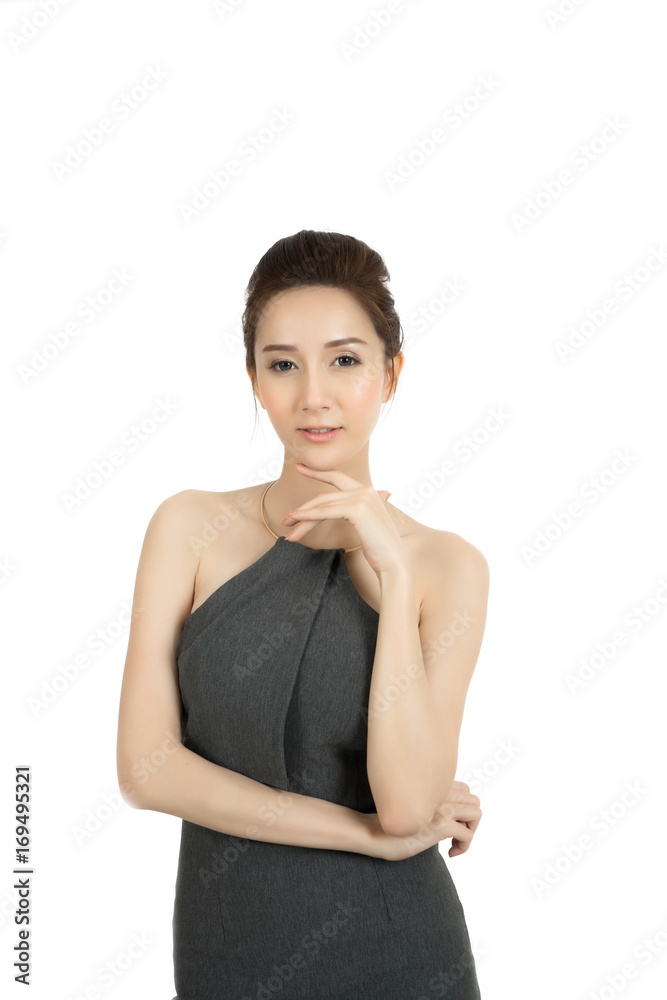 Portrait of young beautiful woman isolated on white. Portrait of young beautiful woman isolated on white.