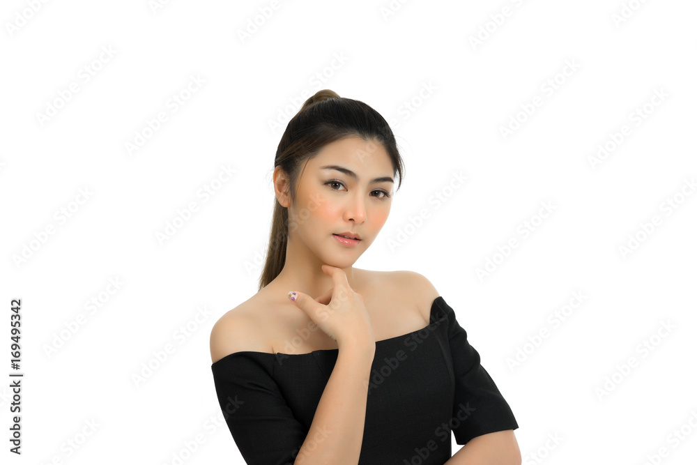 Portrait of young beautiful woman isolated on white. Portrait of young beautiful woman isolated on white.