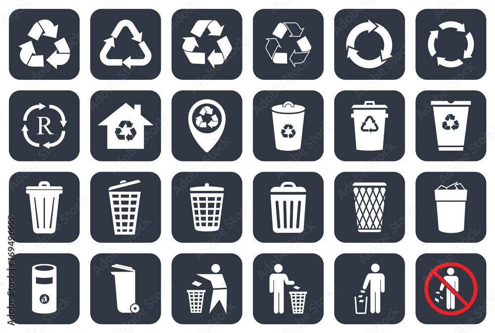 trash icons and recycle signs vector iilustration trash icons and recycle signs vector iilustration