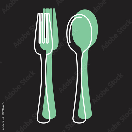 Fork and spoon in doodle style icons vector illustration for design and web isolated