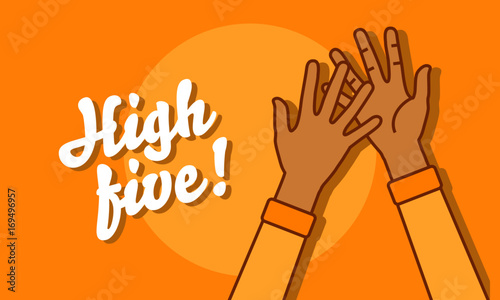 High Five Illustration with Two Hands Clapping