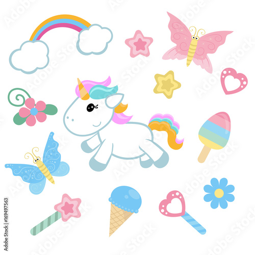 Unicorn with magic design elements