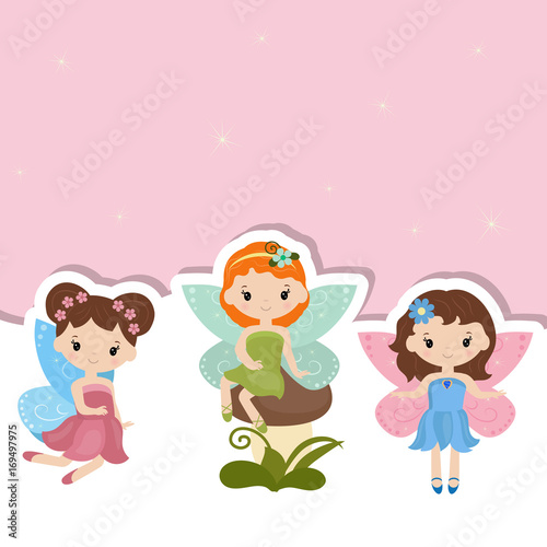 Greeting card with cute fairy. © ninamunha