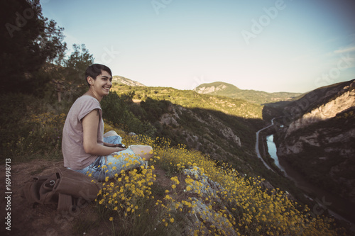 Woman on mountain