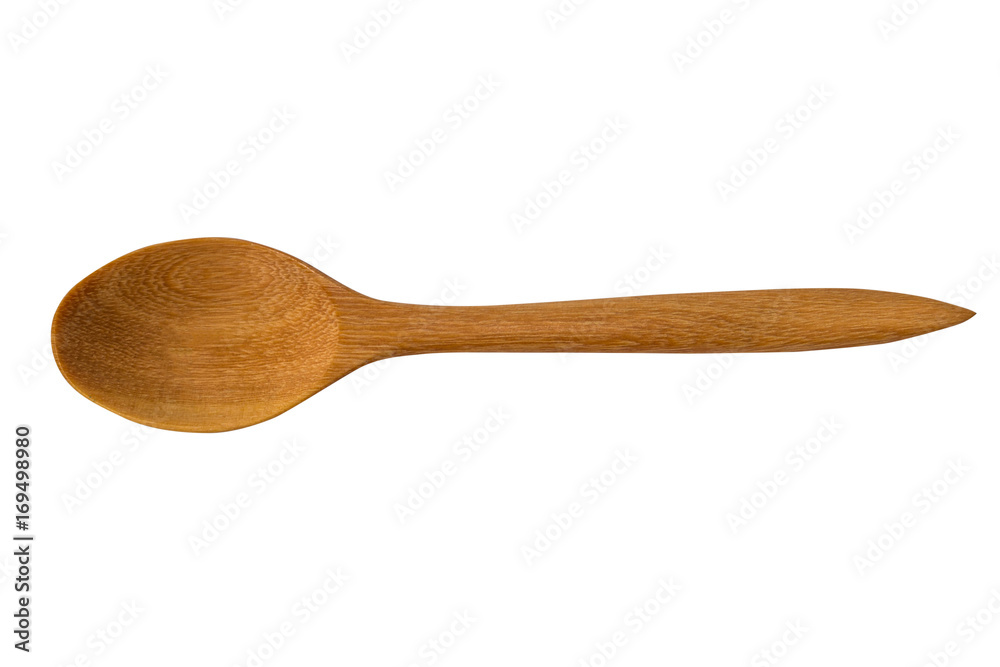 Wooden spoon on isolated white background.