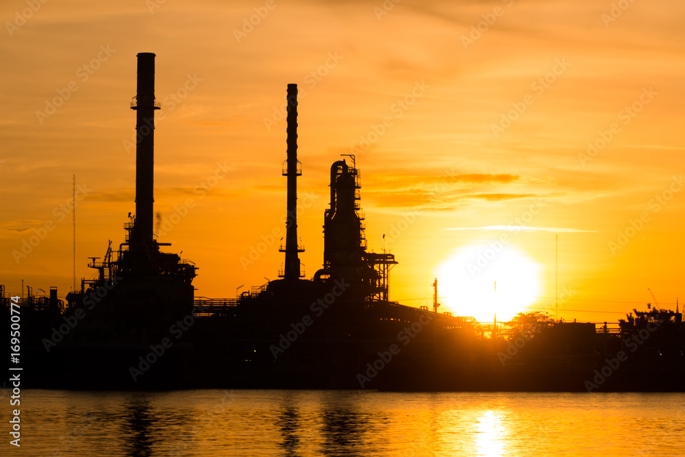 Petrochemical industrial plant power station at sunset and ,view,Amata City Industrial Thailand. Petrochemical industrial plant power station at sunset and ,view,Amata City Industrial Thailand.