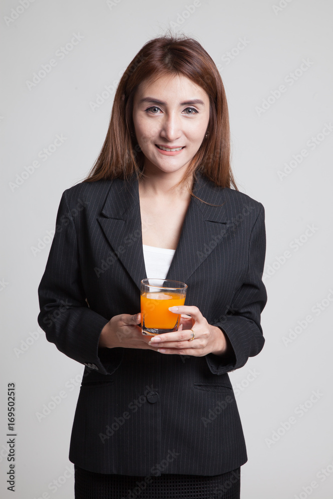 Young Asian woman drink orange juice. Young Asian woman drink orange juice.