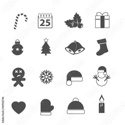 christmas icons set vector photo