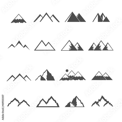 mountain icons set vector