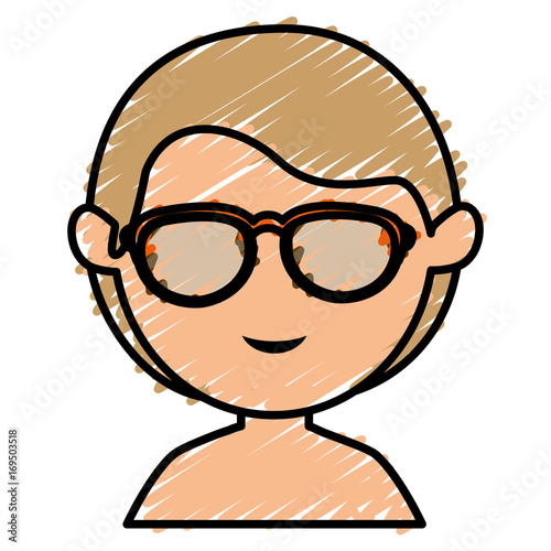 young man shirtless avatar character vector illustration design