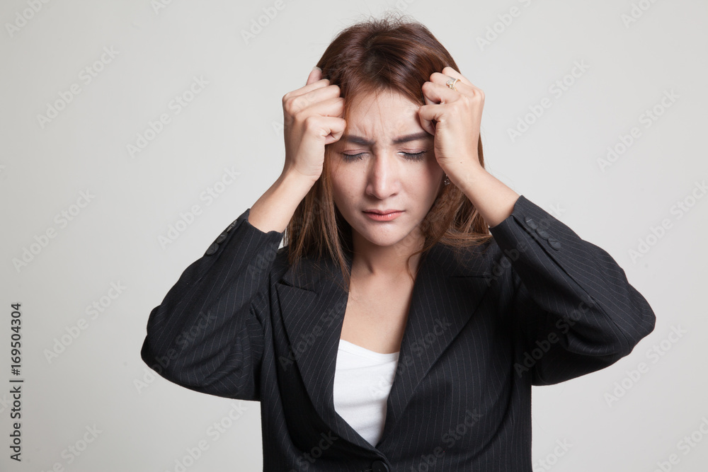 Young Asian woman got sick and headache. Young Asian woman got sick and headache.