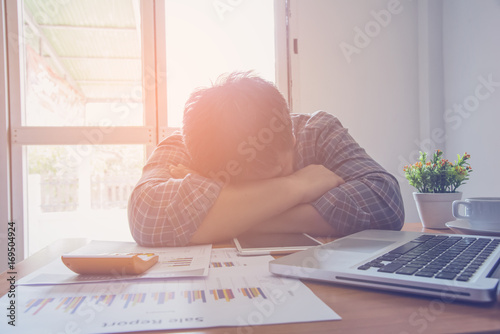 Businessman strain on earnings.