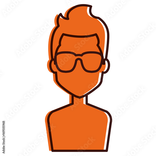 young man shirtless avatar character vector illustration design