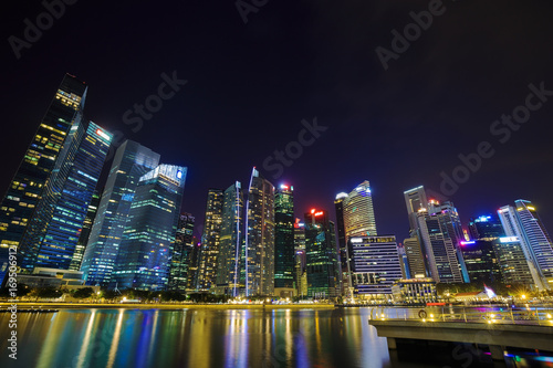central business district building of Singapore city at night © geargodz