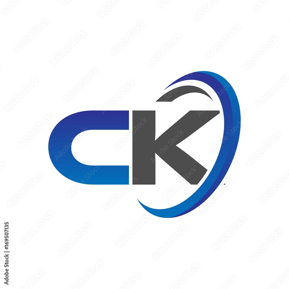 vector initial logo letters ck with circle swoosh blue gray vector initial logo letters ck with circle swoosh blue gray